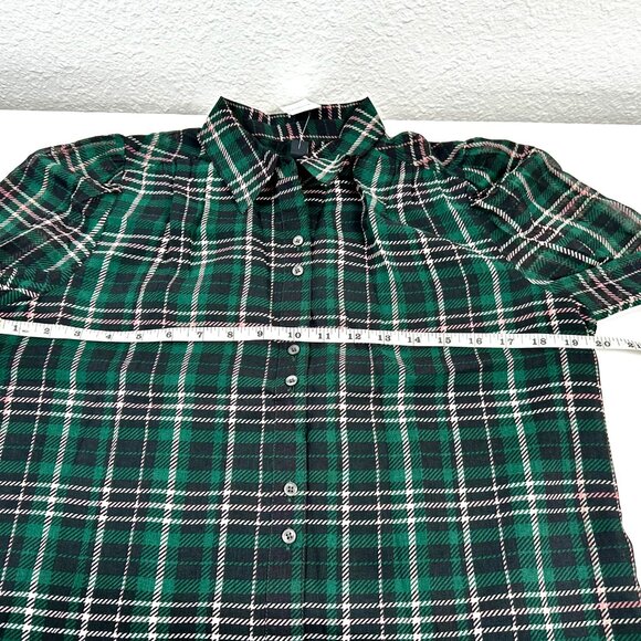 NEW | Ann Taylor Plaid Button Down Shirt – Green with Pink Lines | Size S - Picture 4 of 13